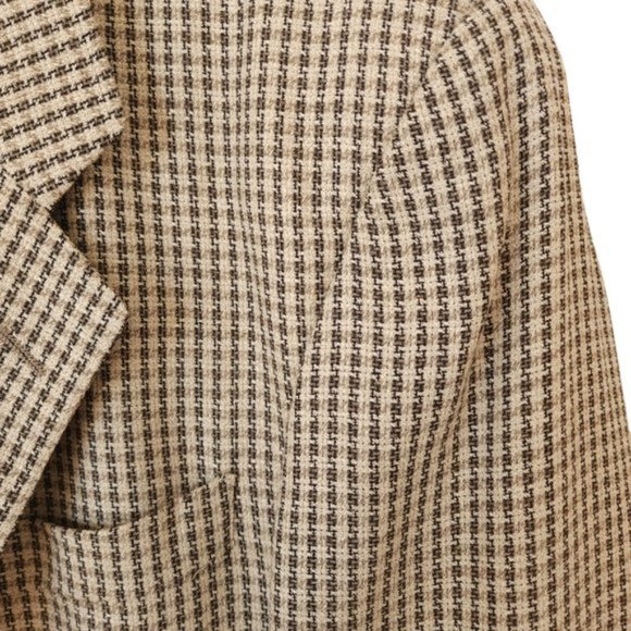 Vintage Jacques Fath Paris silk wool brown plaid blazer, sportcoat - Picture 2 of 9